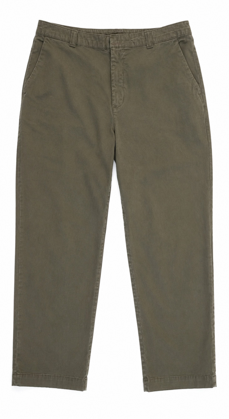 GAP Everyday Straight Khaki Womens Pants 14 Army Green Garment Dyed Stretch
